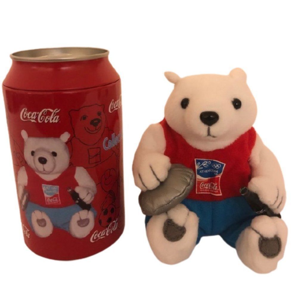 🆕Vintage Coca Cola Plush Polar Bear 2004 Athens Discus - Picture 1 of 8